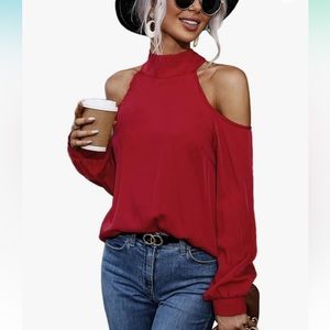 Shein Cold Shoulder Tie Back Blouse